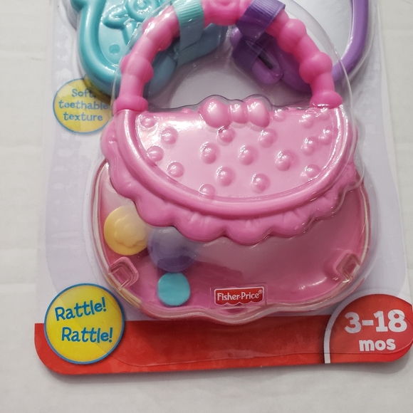 2 Fisher Price Baby's First Pink Purple Keys Purse Mirror Rattle Teether New - Picture 7 of 9